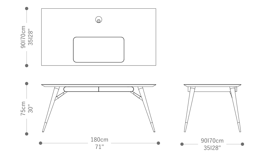 Image of the main dimensions of the product